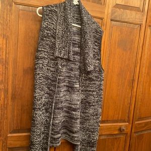 Large Cable and Gauge Black and White long sweater vest